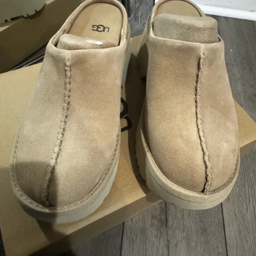 UGG Beige Suede Women's Clogs - Picture 8 of 11